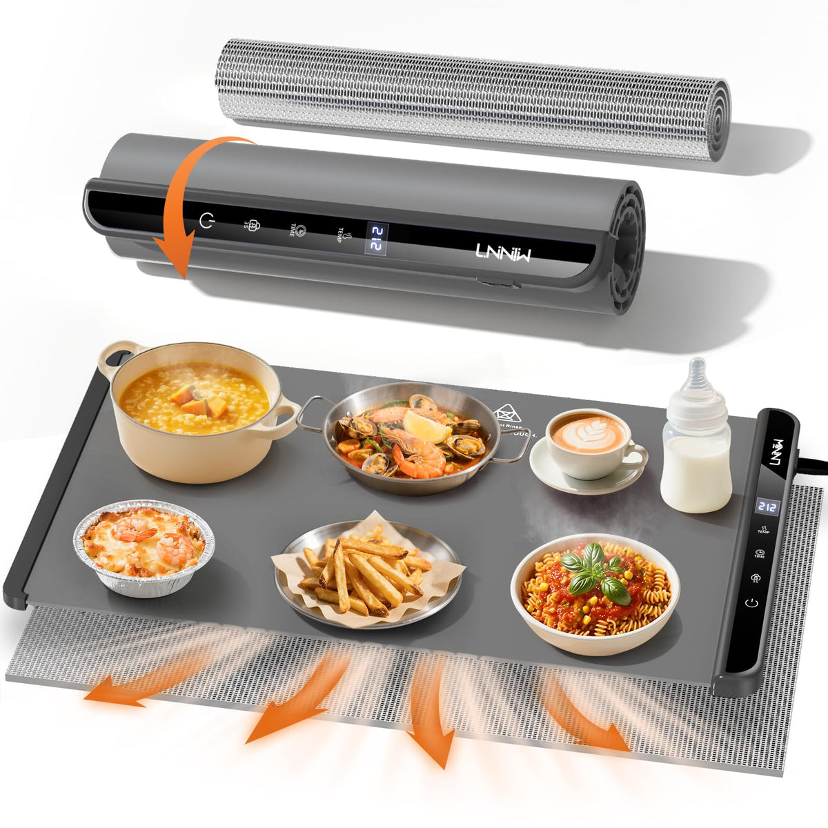 LNNIW Food Warming Mat with heat-resistant pad protects surfaces while keeping dishes warm