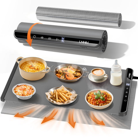 LNNIW Food Warming Mat with heat-resistant pad protects surfaces while keeping dishes warm