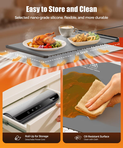 LNNIW Food warming mat compatible with glass, ceramic, and stainless tableware