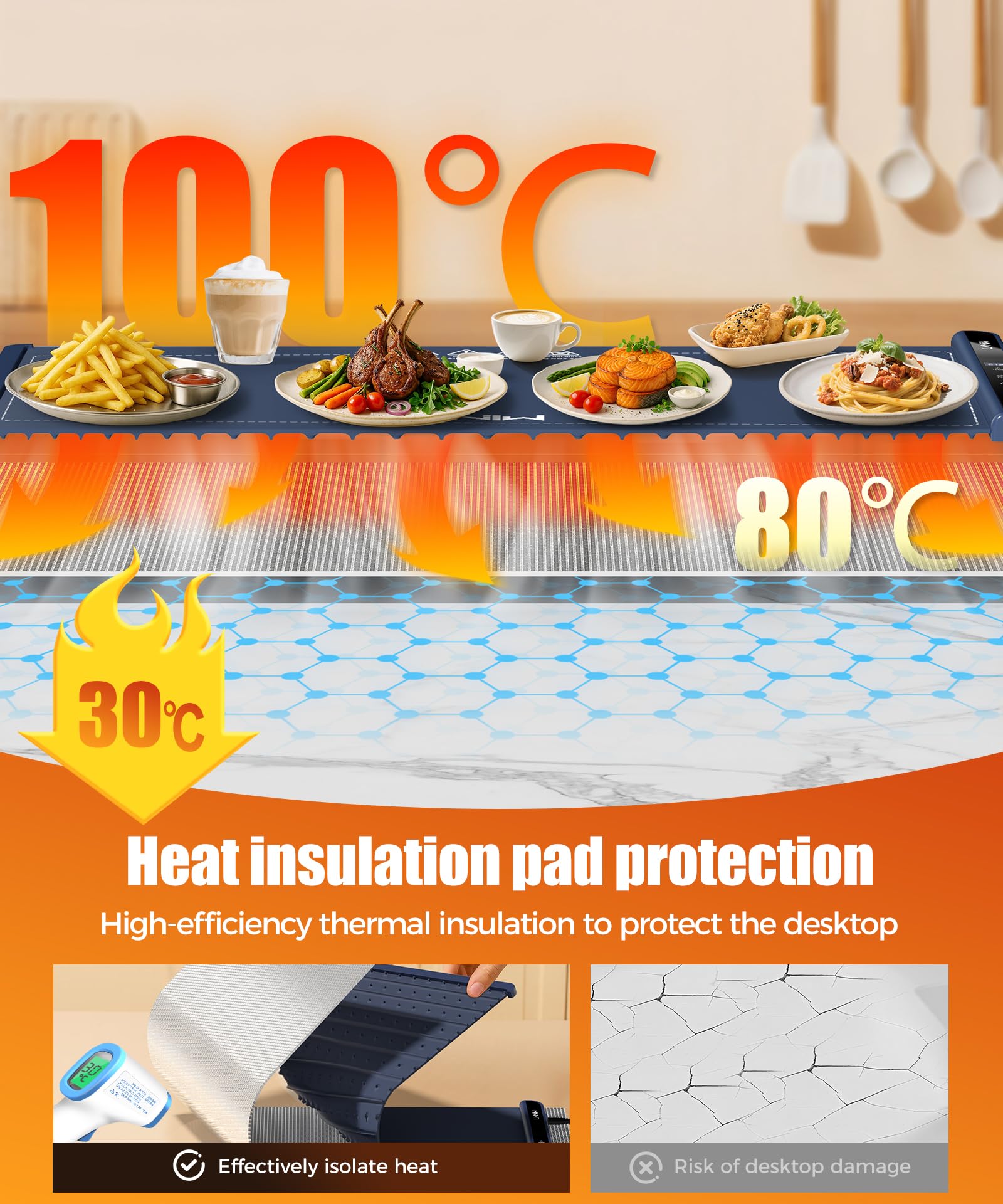 LNNIW detachable heat pad protects surfaces while evenly dispersing heat.