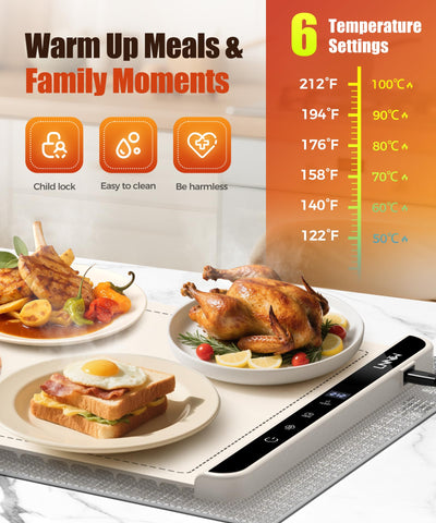 LNNIW six-temperature settings keep dishes at the desired serving temperature.