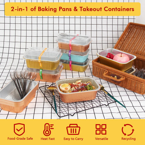 LNYZQUS 25-pack with pans, lids, sporks, and stickers for meals