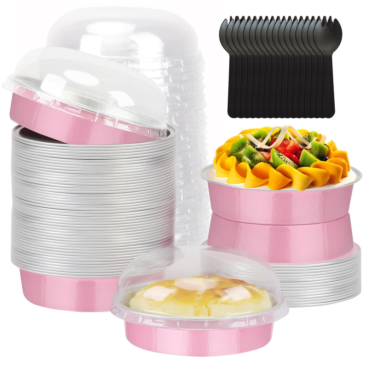 LNYZQUS 4 inch mini cake tins with dome lids for easy storage and transport