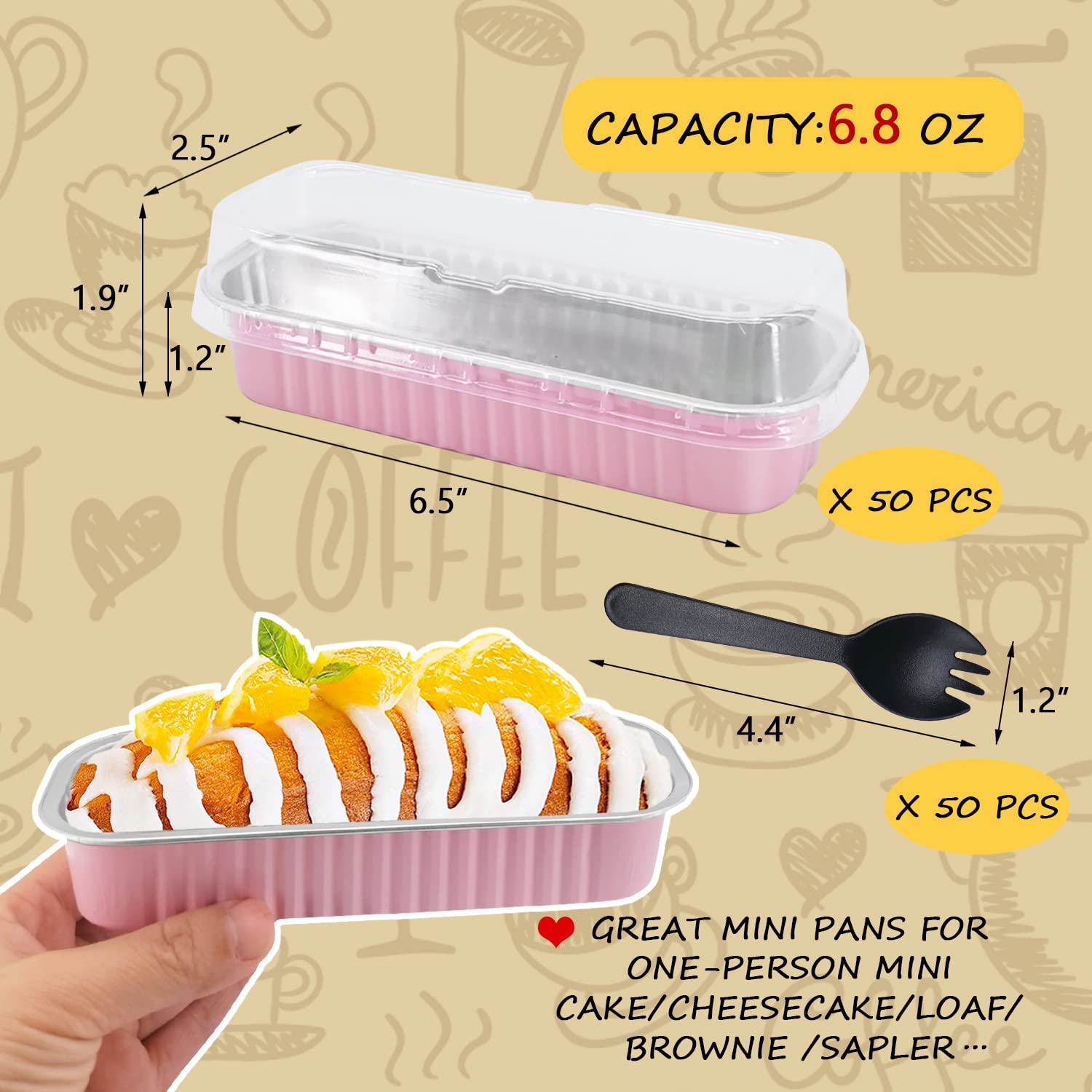 LNYZQUS 6.8oz foil cups ready for single-portion cakes and desserts.