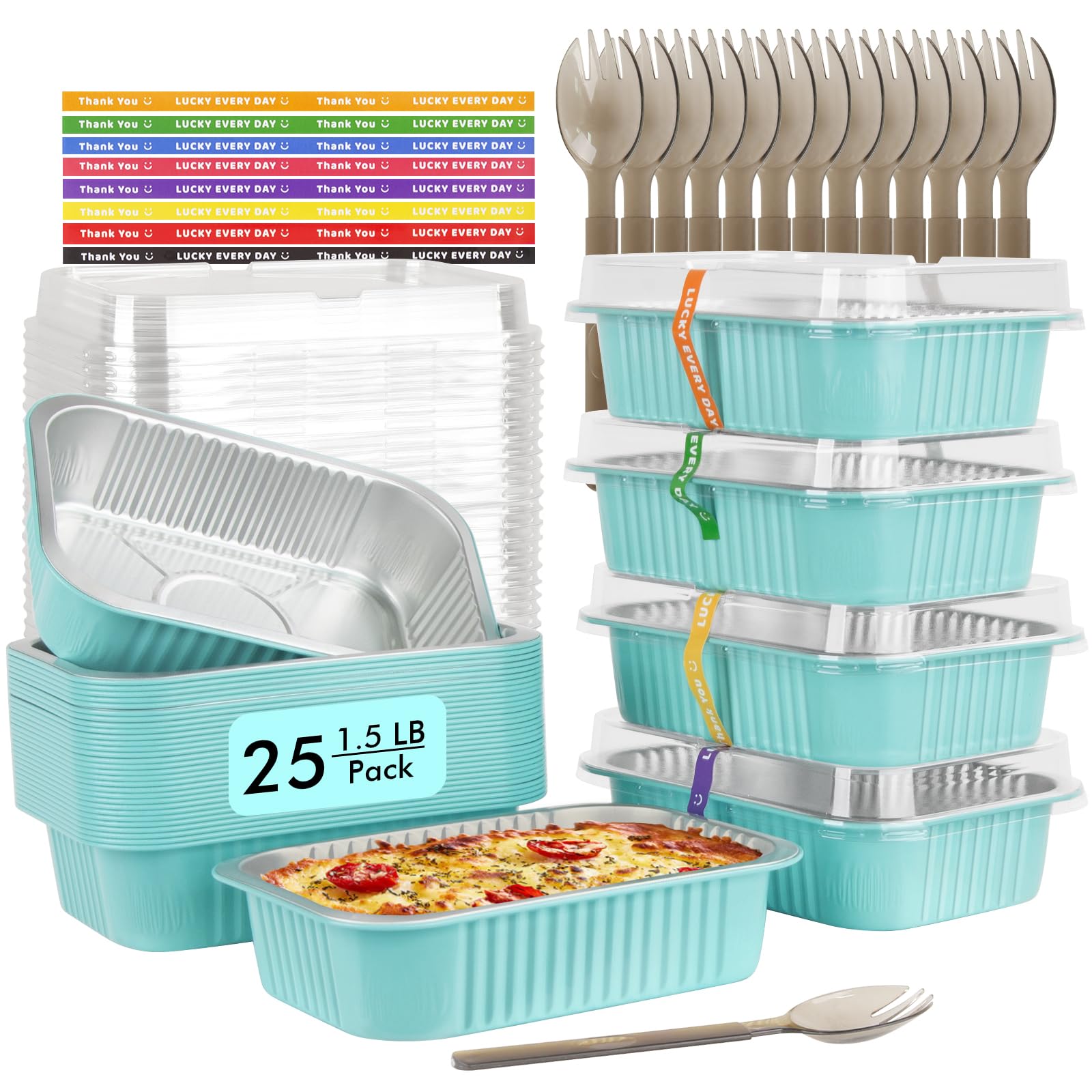 LNYZQUS 7x5 inch foil pan with lid for easy takeout and baking