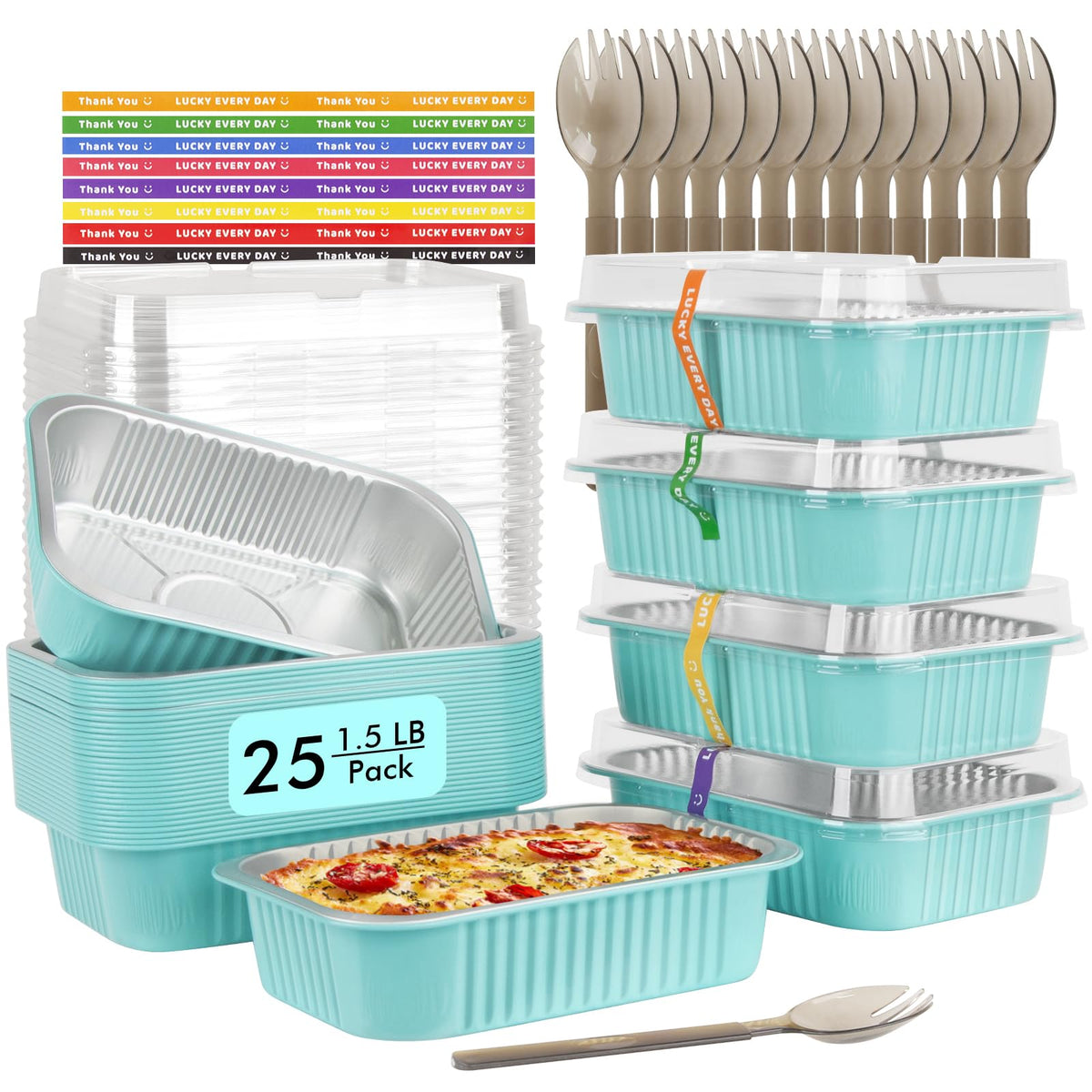 LNYZQUS 7x5 inch foil pan with lid for easy takeout and baking