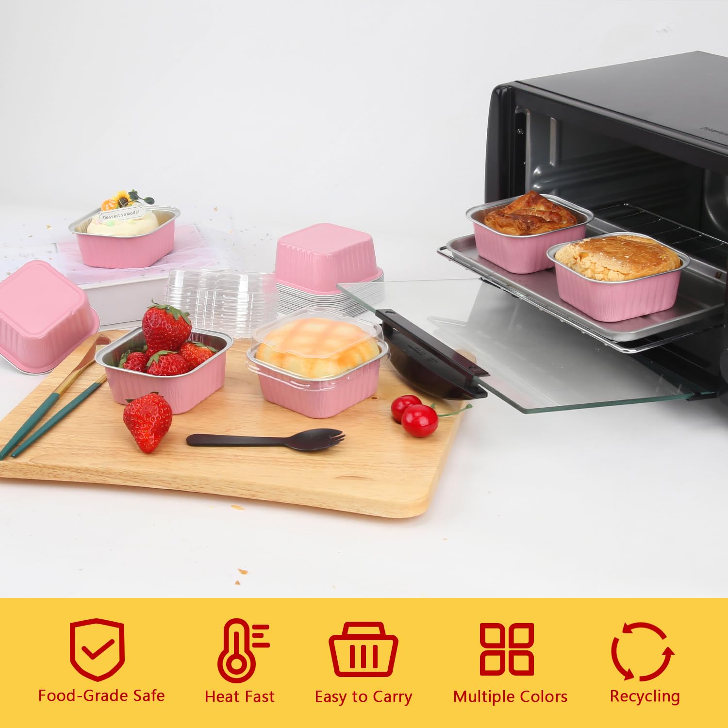 LNYZQUS aluminum foil muffin cups provide sturdy bakeware for batch desserts.