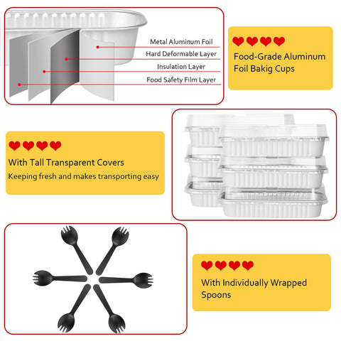 LNYZQUS disposable mini pans with lids simplify cleanup and transport.