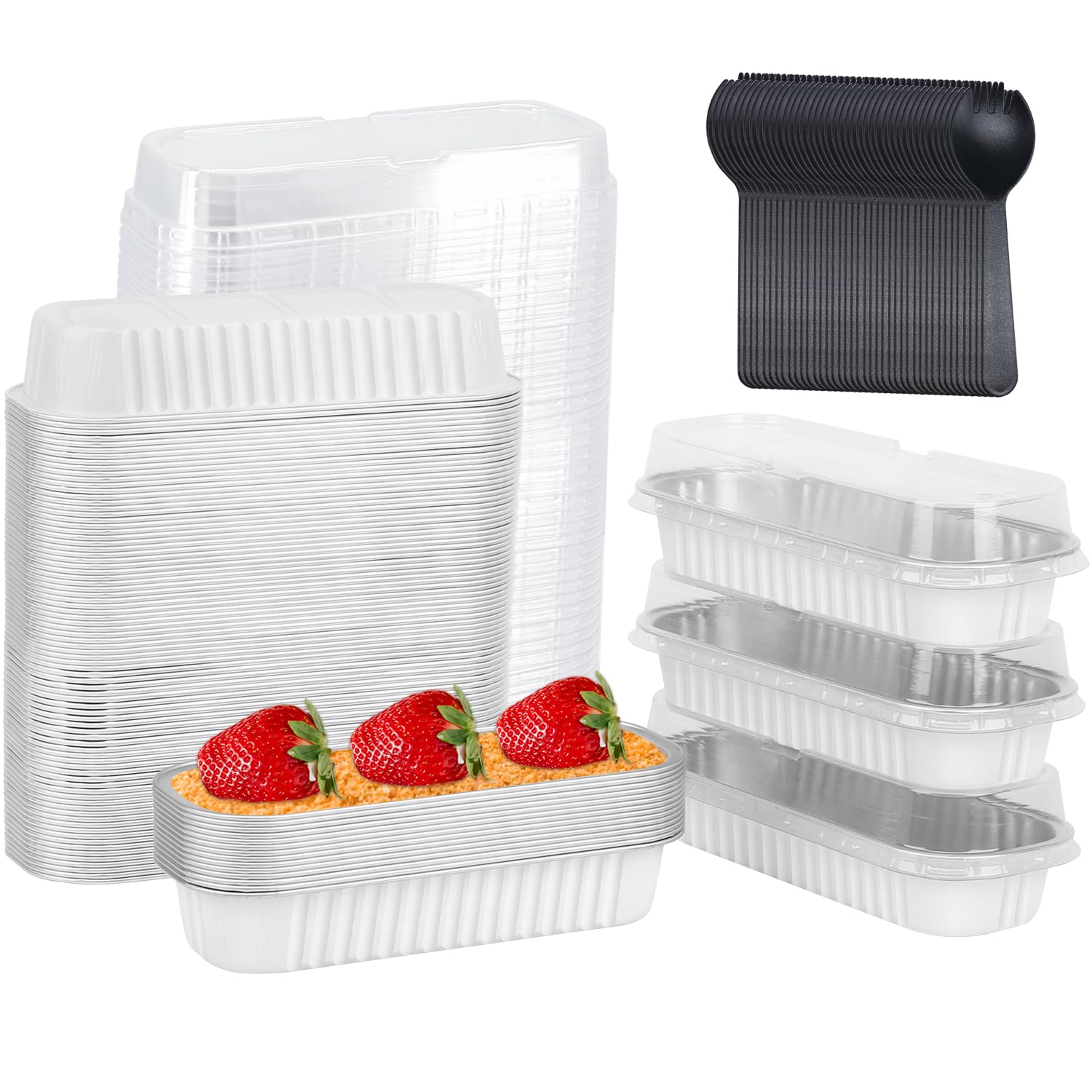 LNYZQUS mini loaf pans with lids for portion-controlled baking and easy stacking.