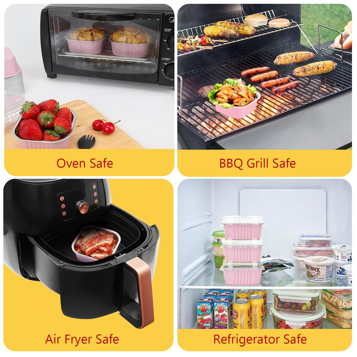 LNYZQUS oven, grill, and air fryer safe pans withstand high heat for versatile cooking.