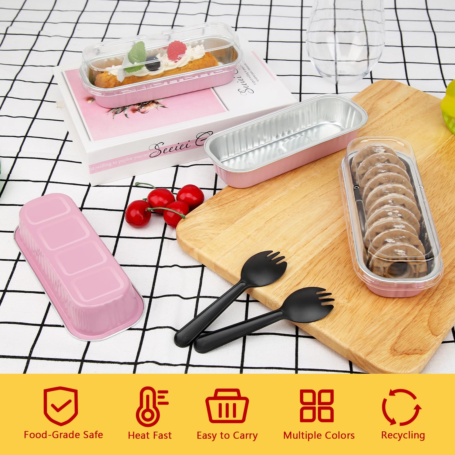 LNYZQUS rectangle aluminum pans offering sturdy bakeware for small desserts