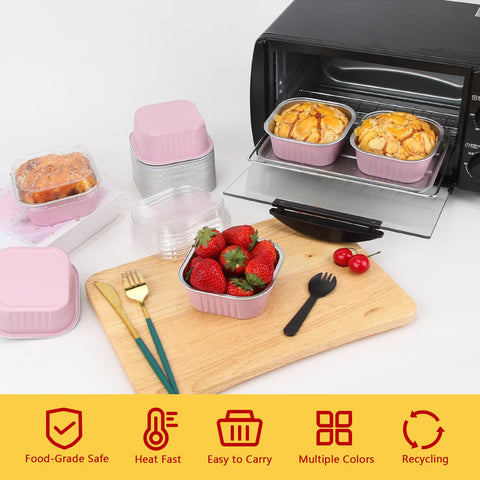 LNYZQUS square foil cups 4x4in for precise oven baking.