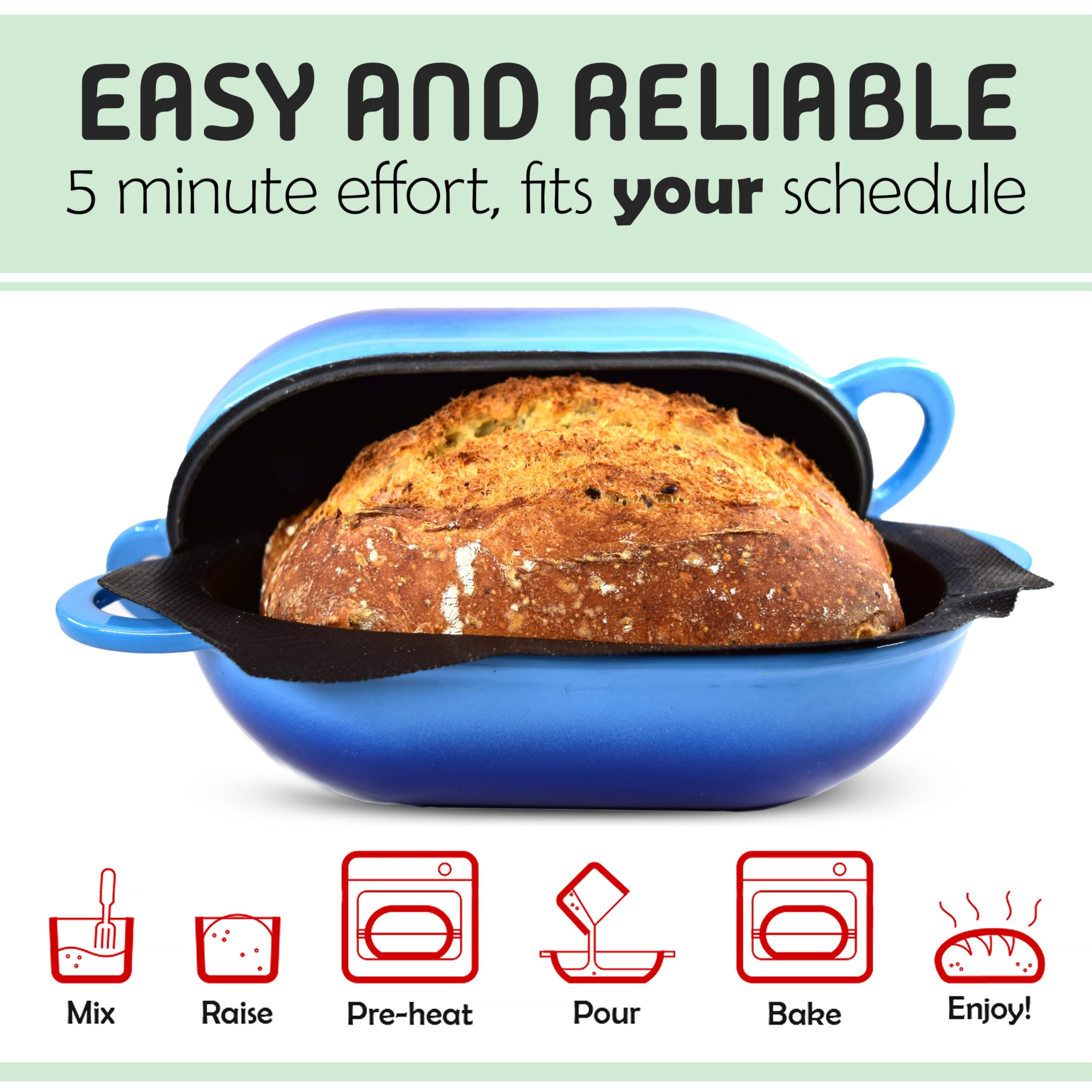 LoafNest perforated silicone liner enables easy release and cleaner bakes.