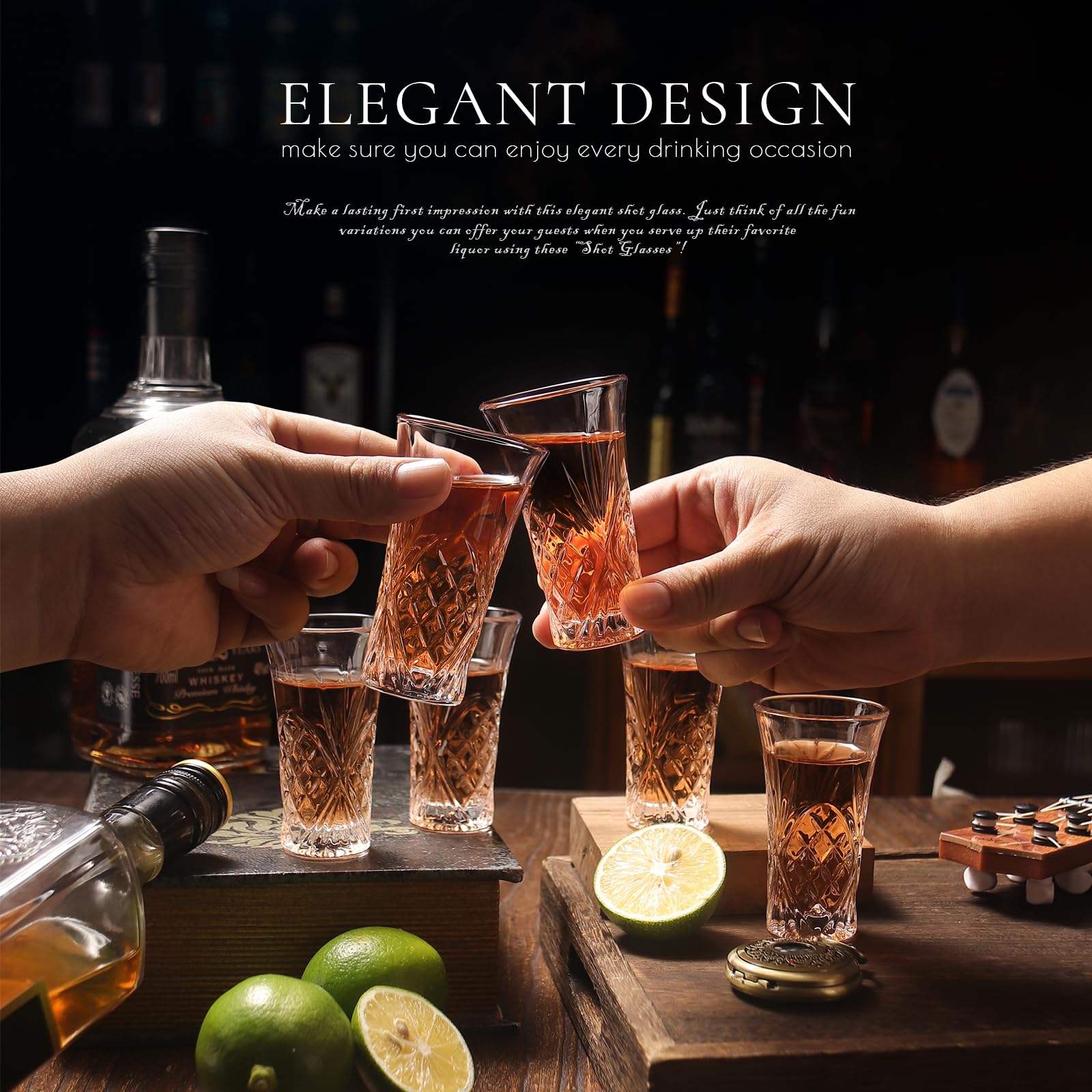 LOBUBT elegant-design shot glasses add a refined touch to celebrations