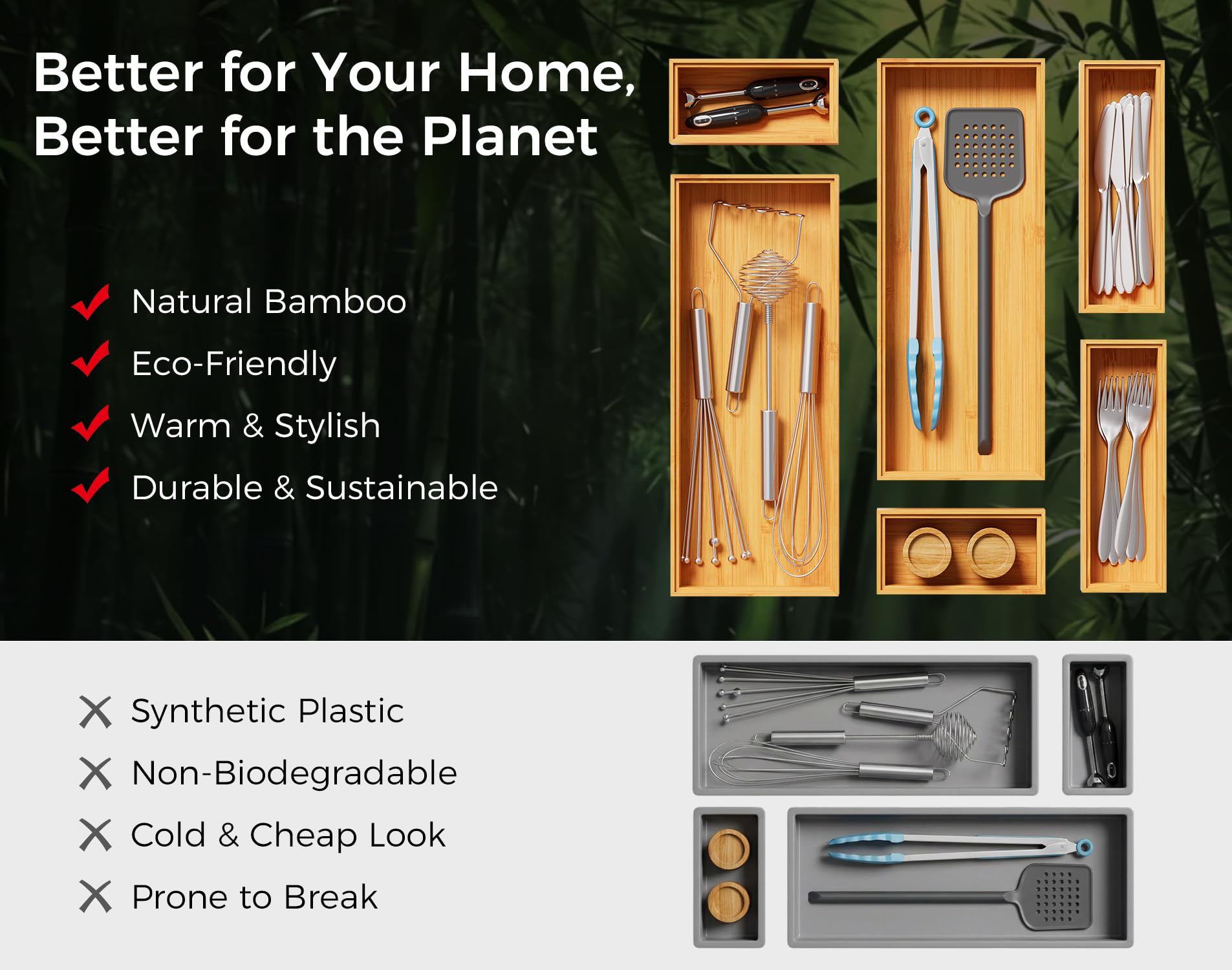 Lochantie Easy-Clean Bamboo Surface Facilitates quick wipe-downs.