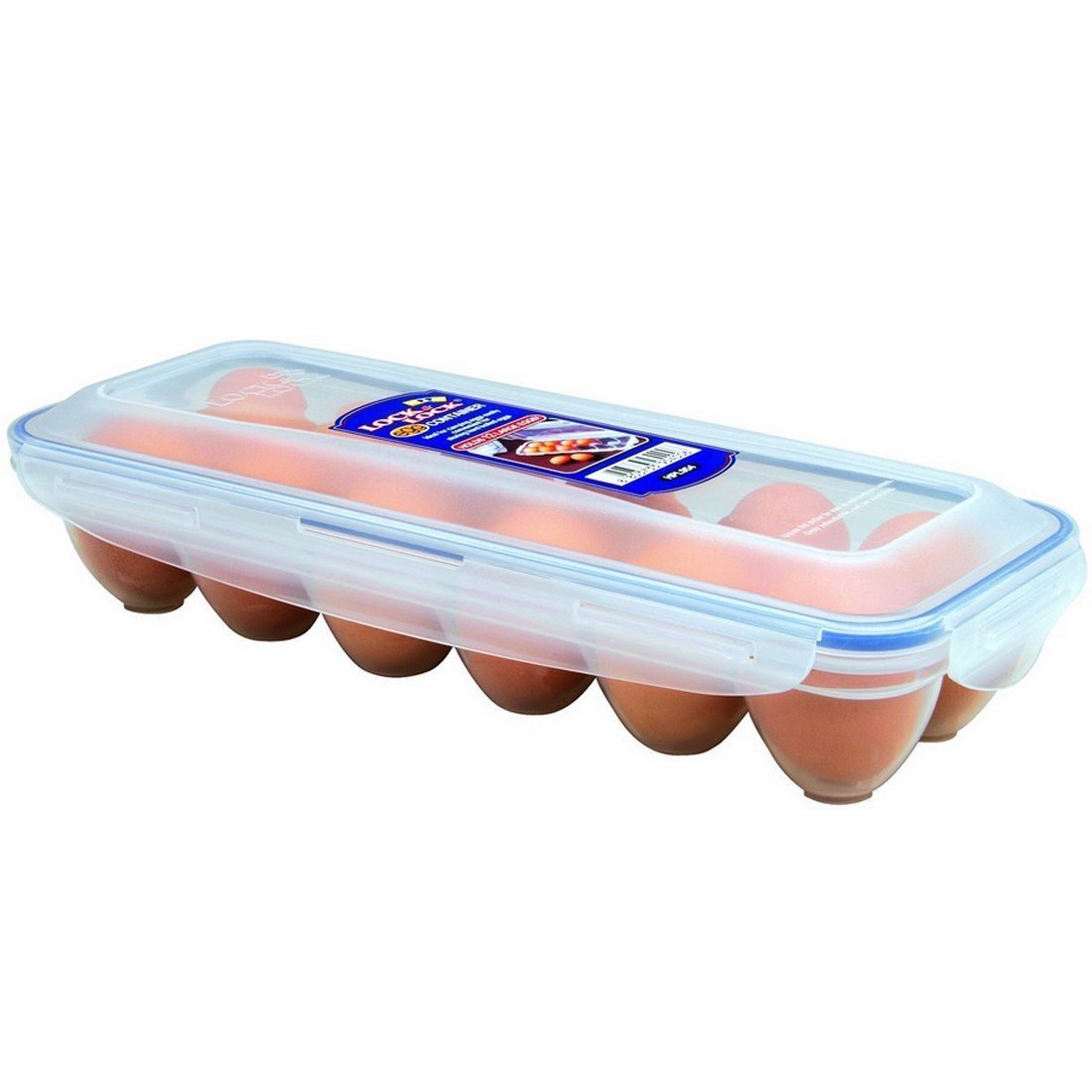 Lock & Lock eggs dispenser shows a transparent body for quick egg visibility.
