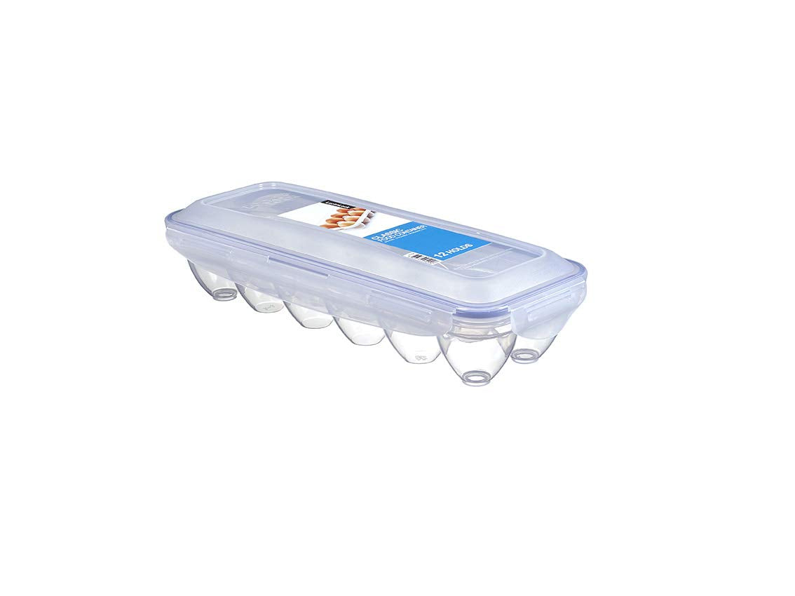 LocknLock eggs dispenser with 12-egg tray and clear body keeps eggs organized and accessible.