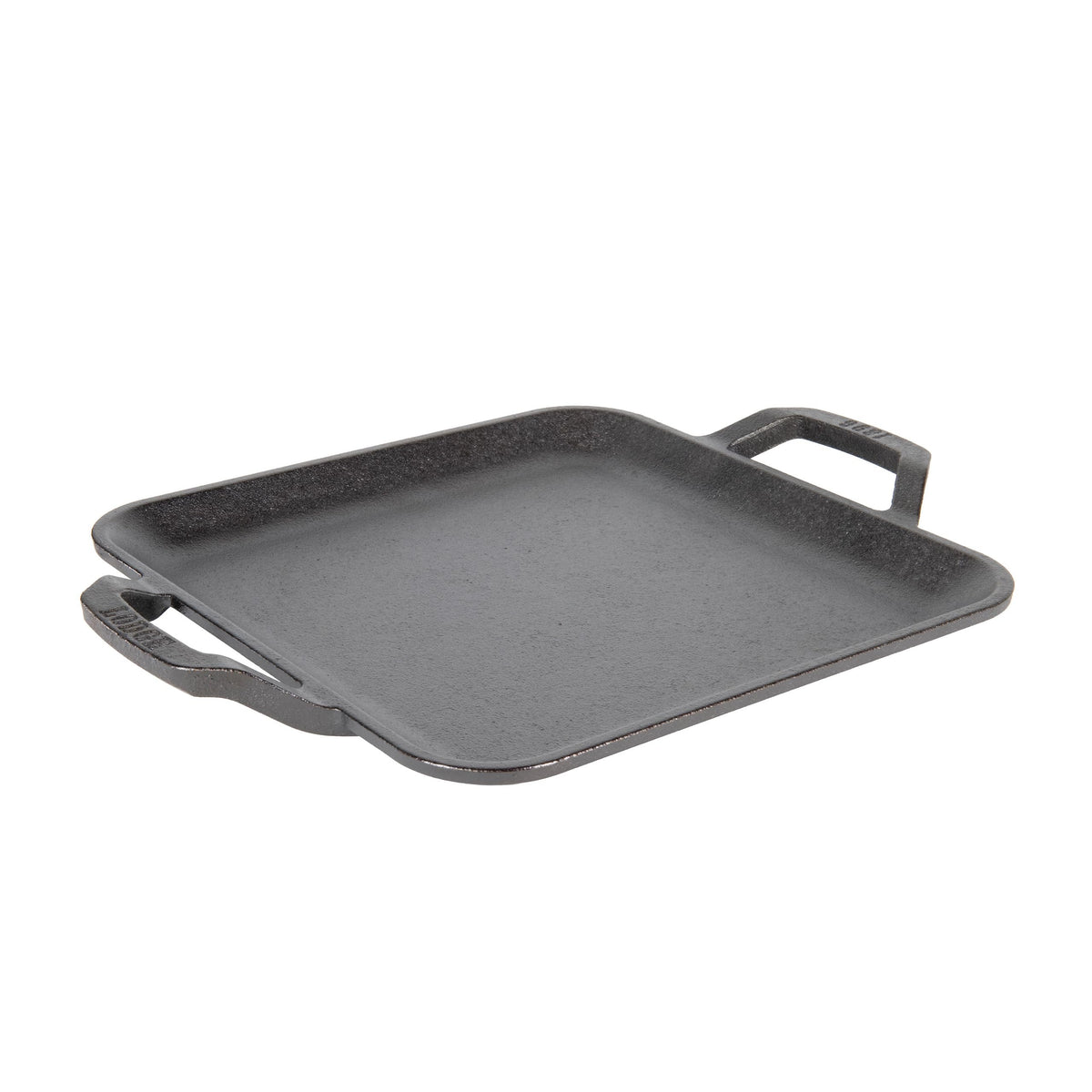 Lodge 11-inch square griddle top view showing even heat and versatility.