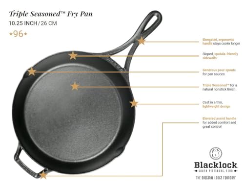 Lodge Blacklock easy cleanup finish supports quick after-cook cleaning.