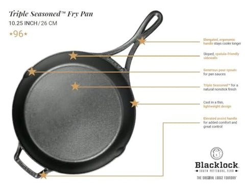 Lodge Blacklock easy cleanup finish supports quick after-cook cleaning.