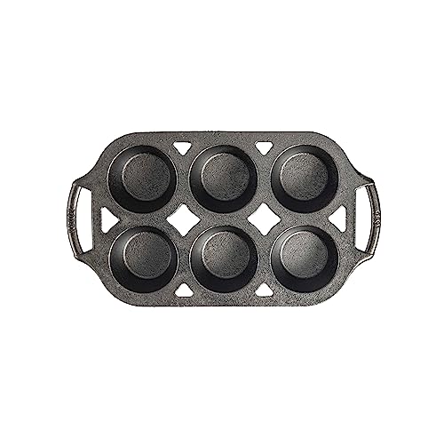 Lodge cast iron muffin pan 6-well durable-heirloom emphasizes family-friendly versatility.