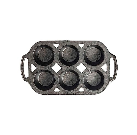 Lodge cast iron muffin pan 6-well durable-heirloom emphasizes family-friendly versatility.