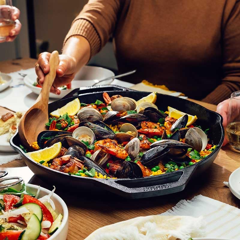 Lodge Chef Collection 14-Inch Skillet with dual handles for secure grip during cooking
