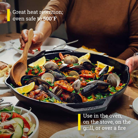Lodge Chef Collection 14-Inch Skillet versatile on oven, stove, grill, or open flame