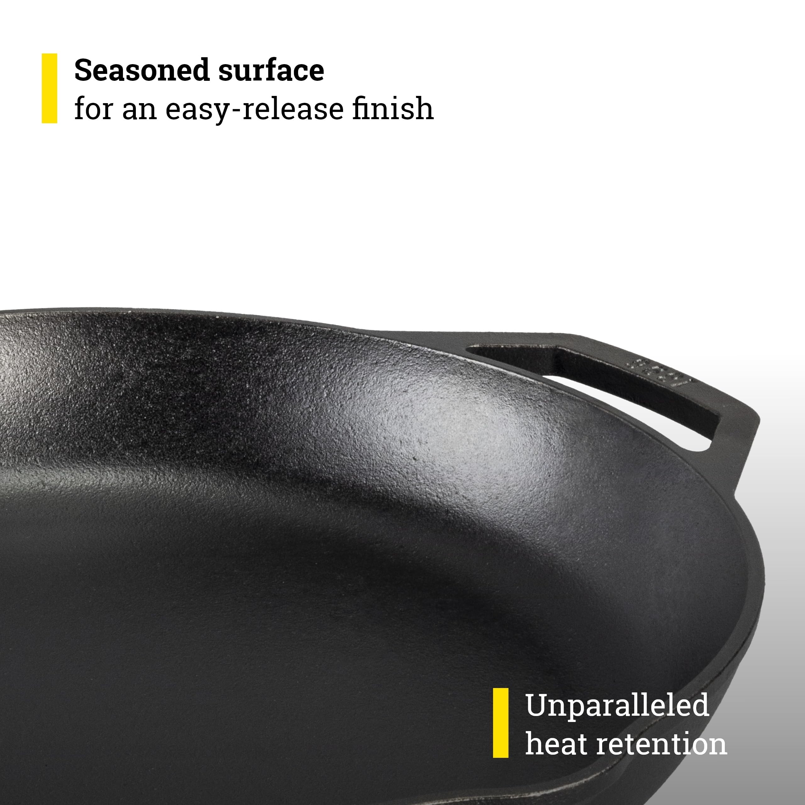 Lodge Chef Collection 14-Inch Skillet searing salmon for a crisp crust