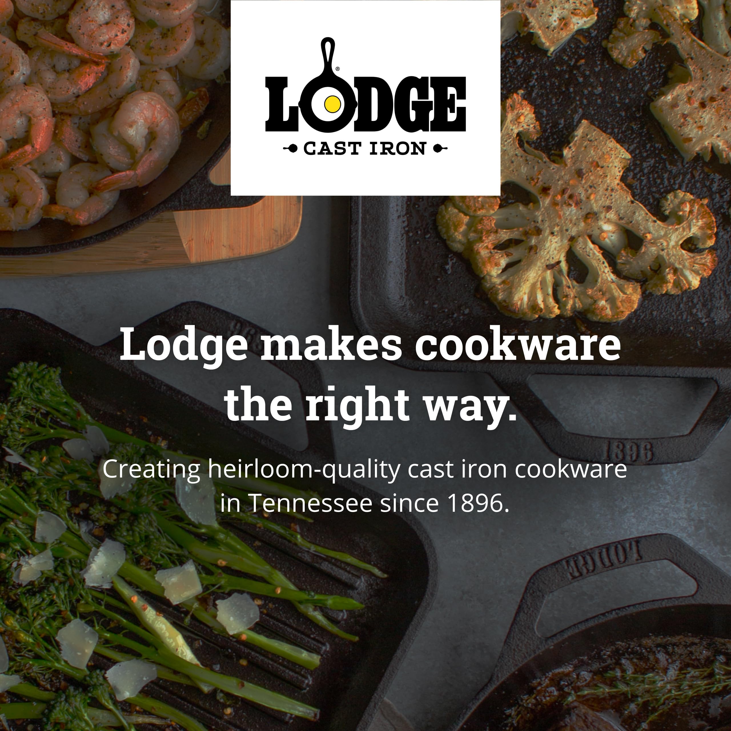 Lodge enamel grill pan red finish adds kitchen style while enduring high heat.