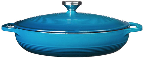 Lodge enamelled casserole with dual handles—easy grip for serving hot meals