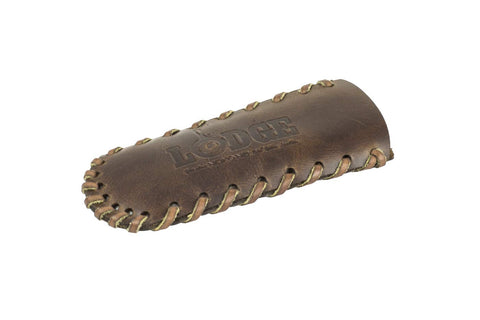 Lodge Nokona leather hot handle holder close-up stitching protects hands during cooking