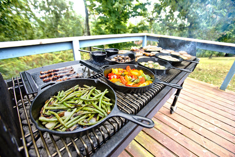 Lodge 10.25-inch skillet on gas stovetop for quick, steady browning.