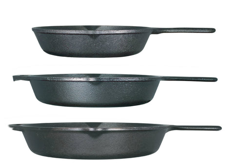 Lodge 12-inch skillet close-up showing seasoned surface for even heat.