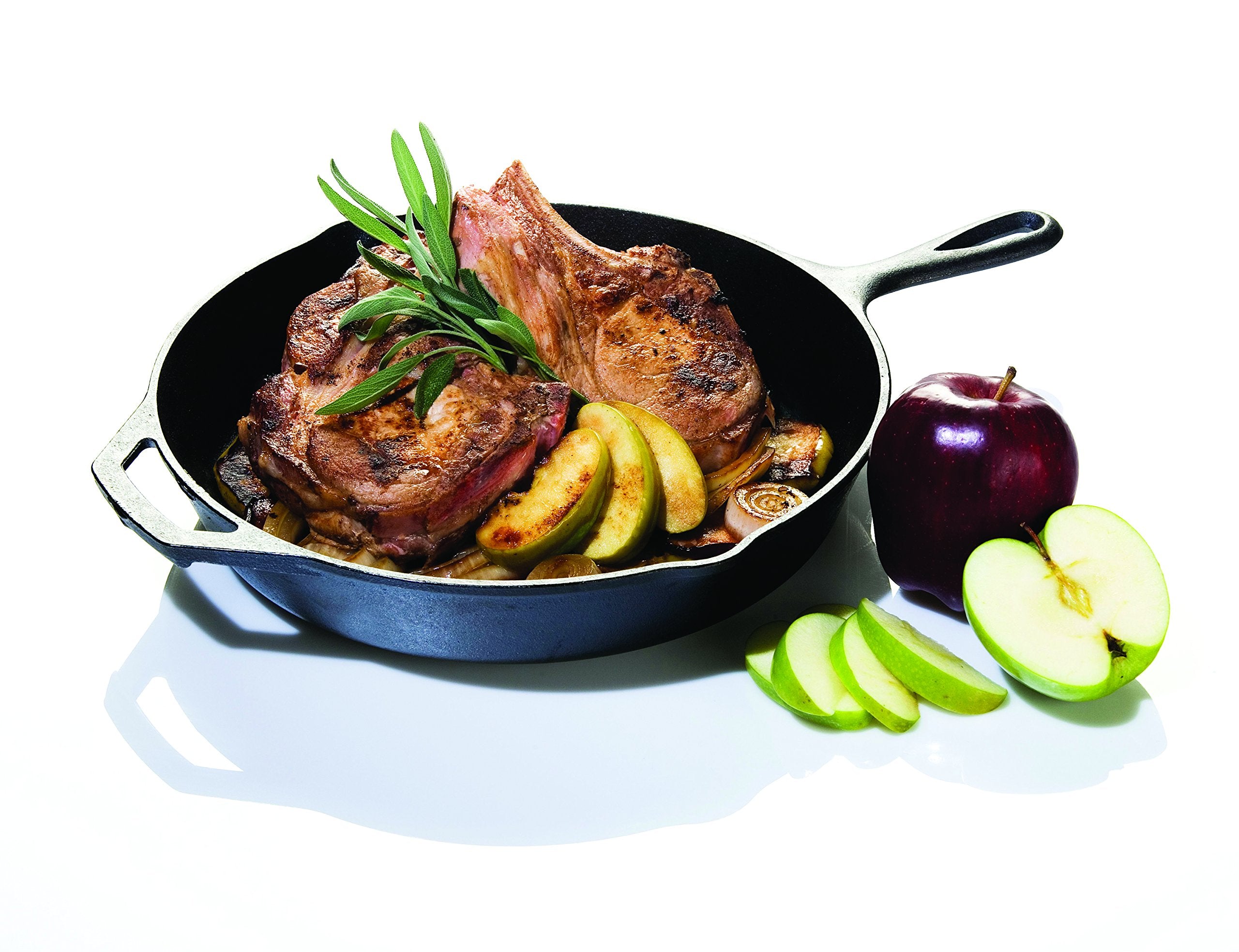 Lodge seasoned cast iron with hand wash care for simple maintenance.