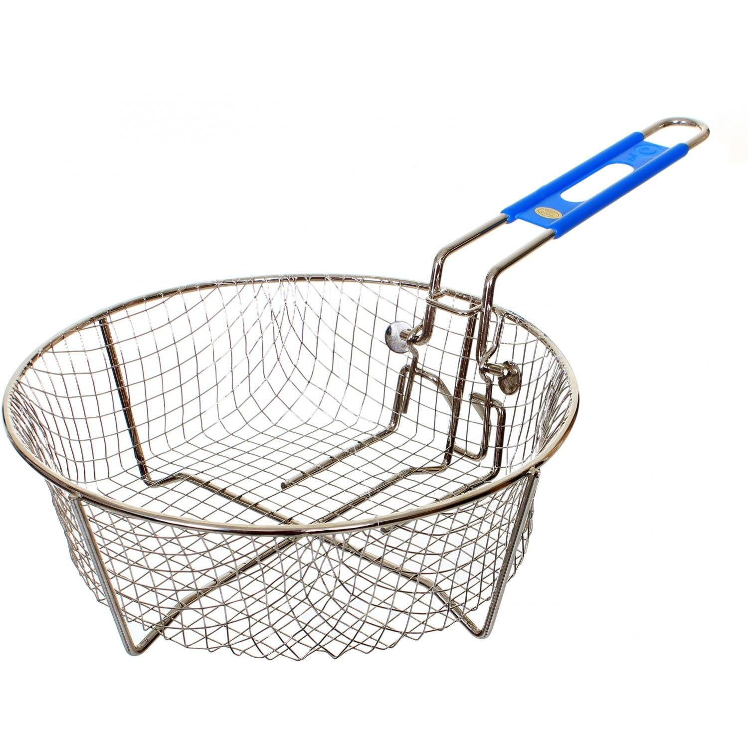 Lodge Silver Deep Fry Basket nickel-plated steel with foldable handle for storage.