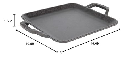 Lodge square griddle care and seasoning guidance for longevity.