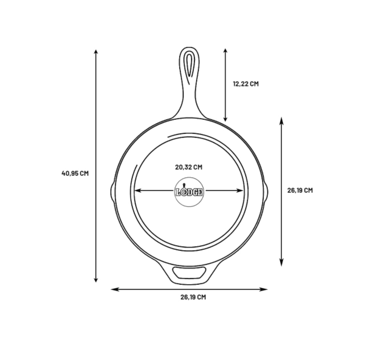Lodge Sugar Skull skillet highlighting seasoned cast iron surface.