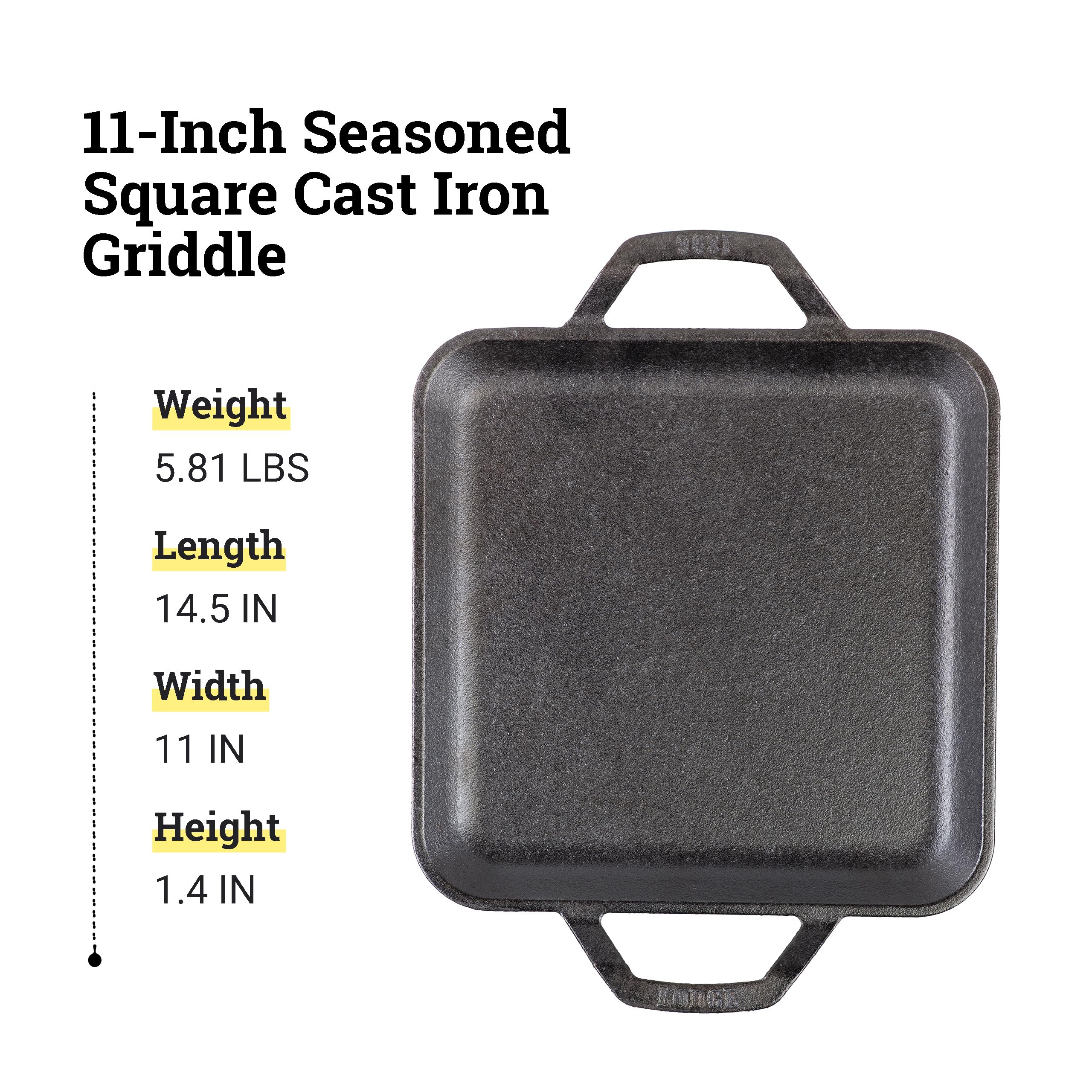 Lodge USA-made square griddle highlighting durable craftsmanship.