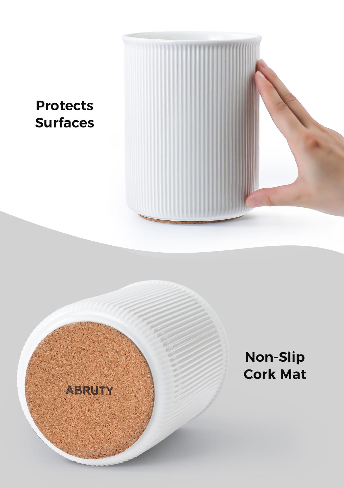 LoeJan countertop utensil crock white offers easy access during daily meal prep.