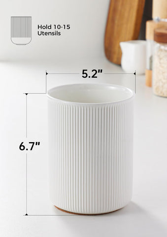 LoeJan stable ceramic utensil organizer prevents tipping while cooking.