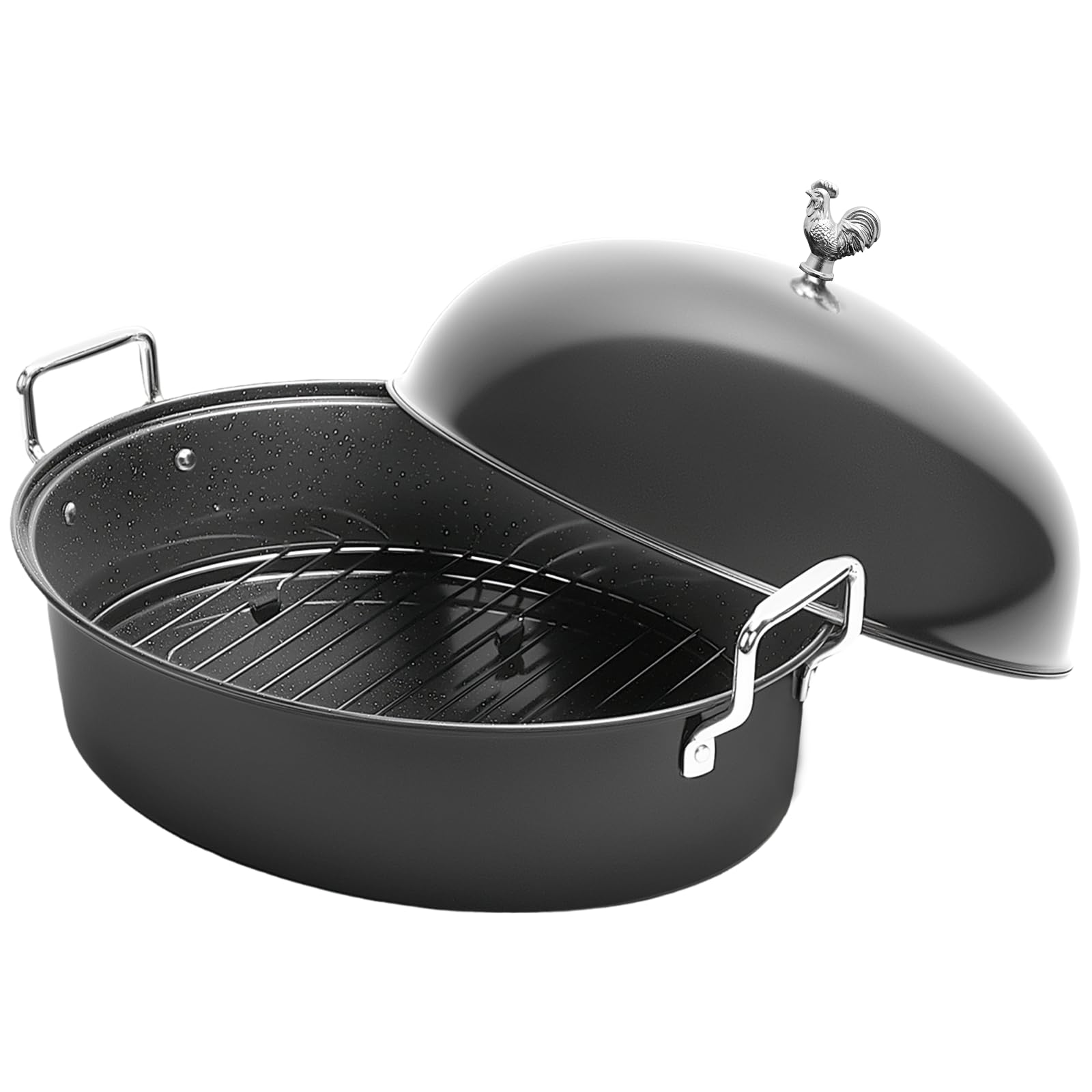 LOEUO 32L oval roaster pan with lid for even heat and juicy results.