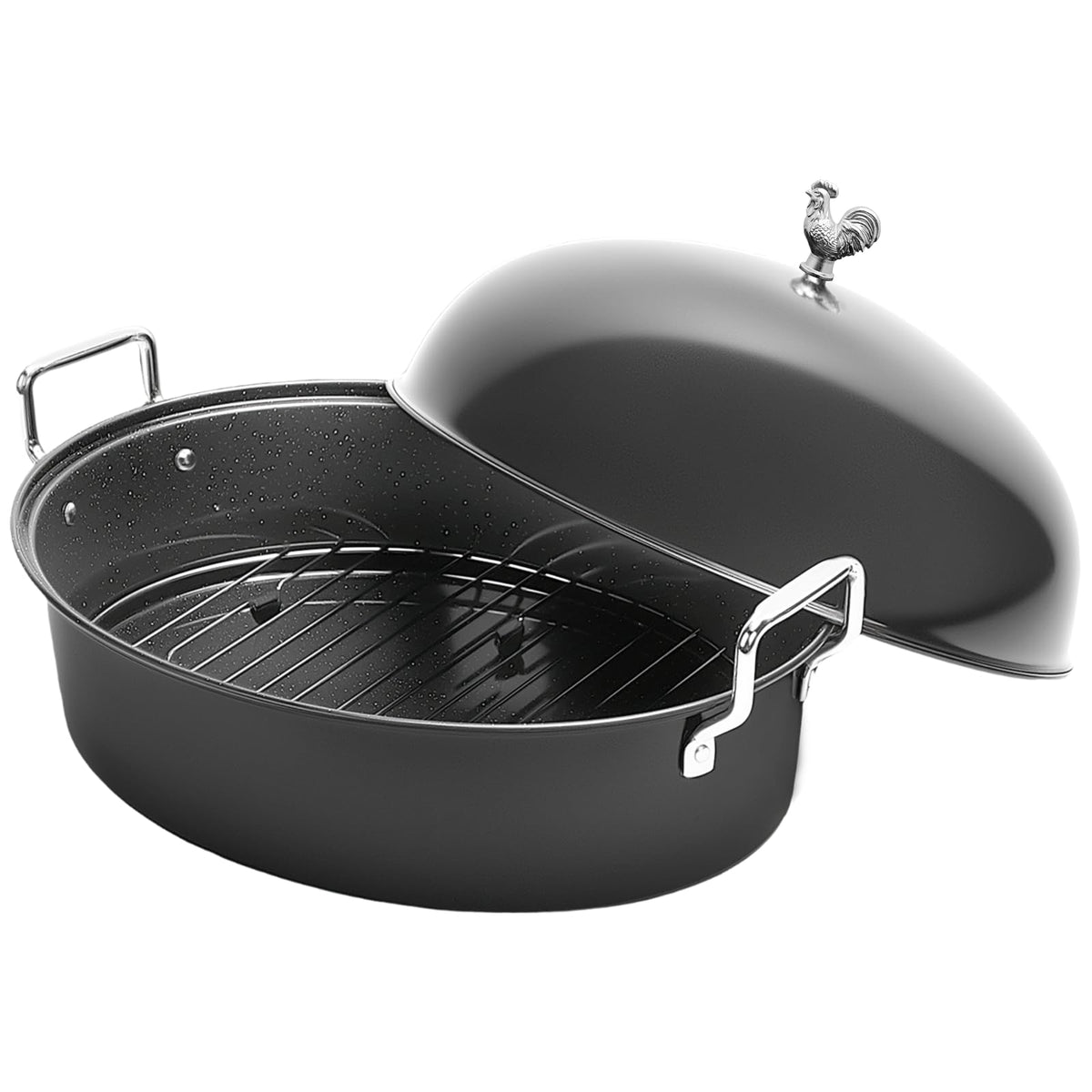 LOEUO 32L oval roaster pan with lid for even heat and juicy results.