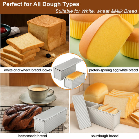 Logario Pullman loaf pan small 8.4x4.8 with lid ensures consistent mini loaves
