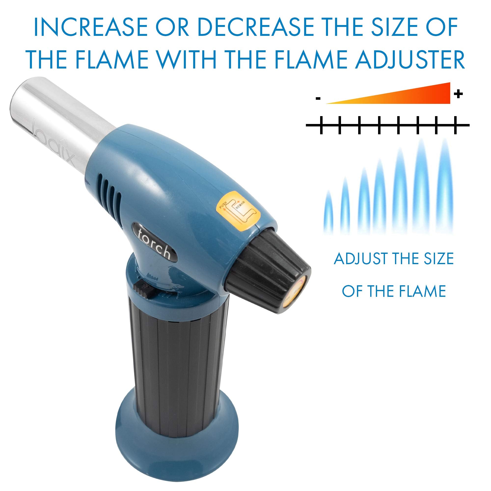 Logix 20910 dual flame mode enables quick bursts and steady browning.