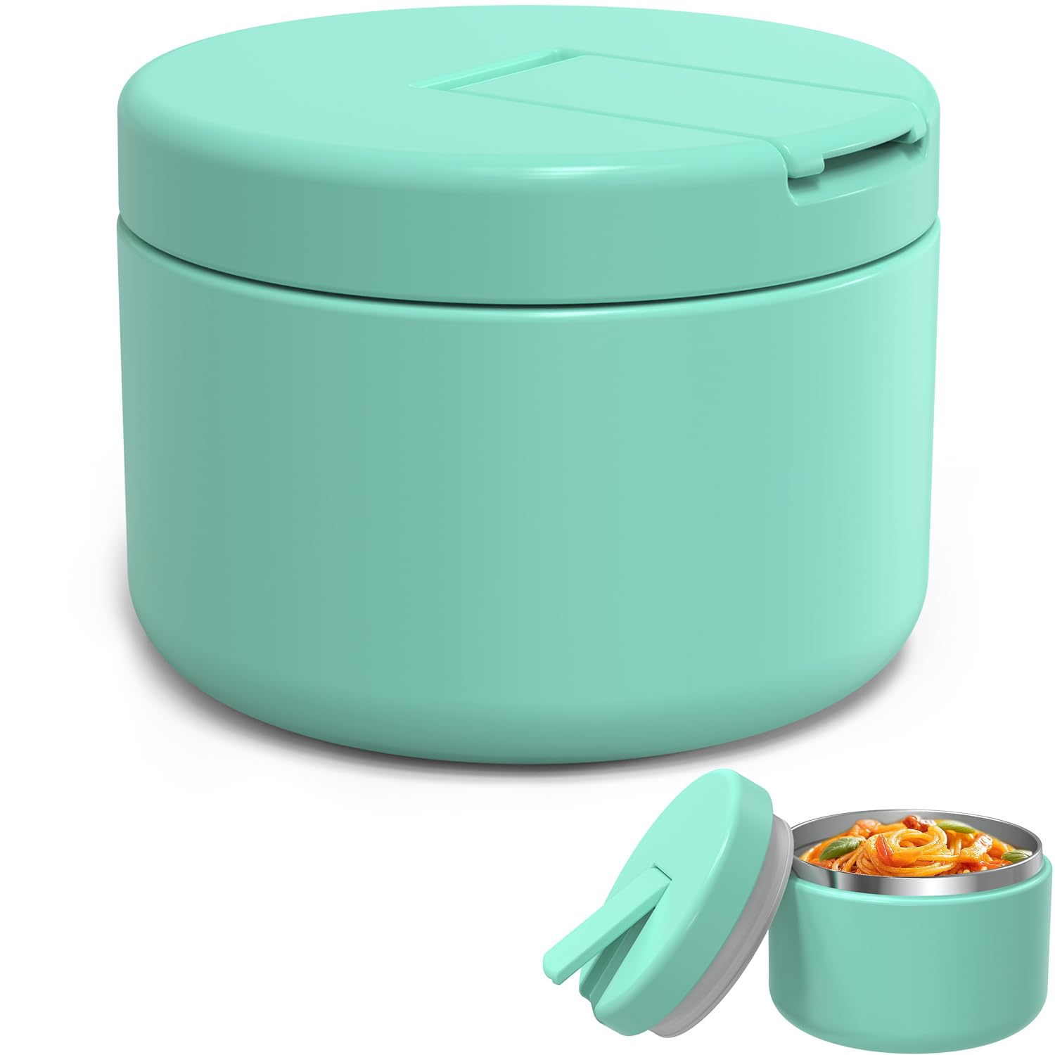LOHASOK 12oz thermo jar lid-open image, easy access for kids at lunch