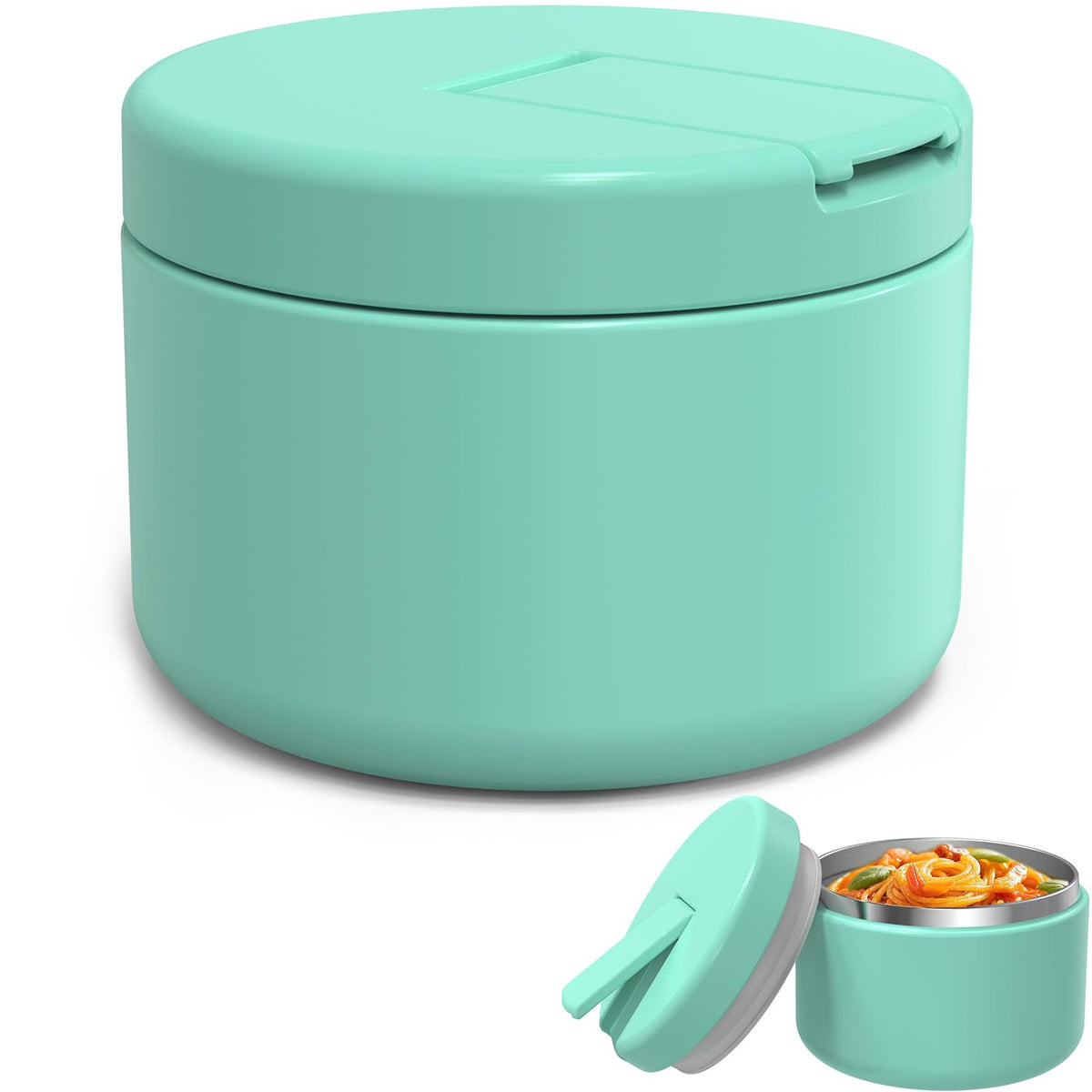 LOHASOK 12oz thermo jar lid-open image, easy access for kids at lunch