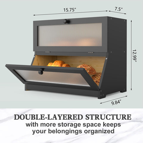 LOHASOK bamboo bread box on a kitchen counter setup for everyday organization