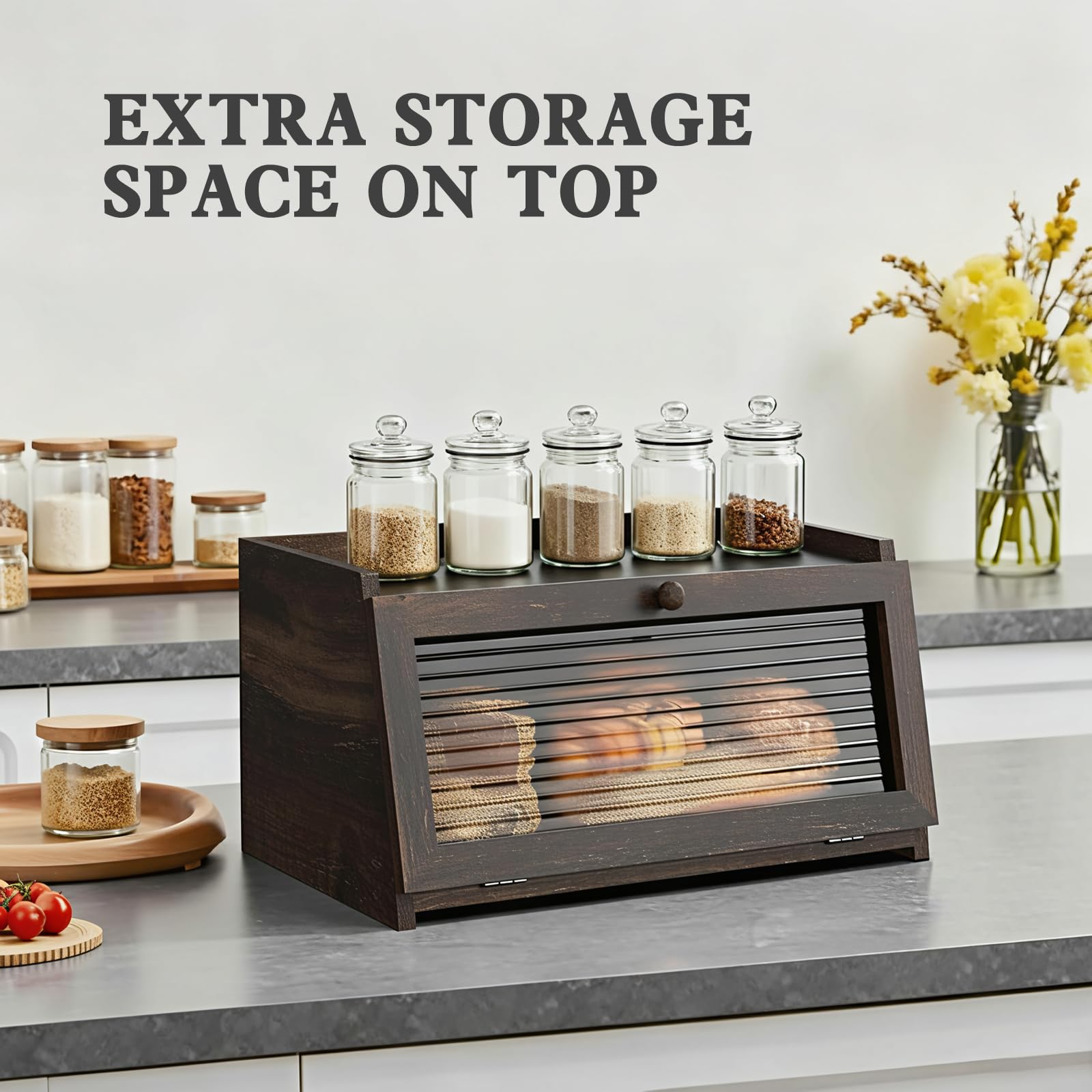 LOHASOK bread box top surface used for jars or decor