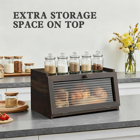 LOHASOK bread box top surface used for jars or decor